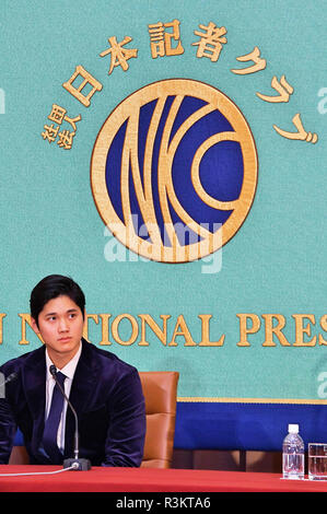 Tokio, Japan. 22 Nov, 2018. Shohei Ohtani auf einer Pressekonferenz in der Japan National Press Club. Tokio, 22.11.2018 | Verwendung der weltweiten Kredit: dpa/Alamy leben Nachrichten Stockfoto