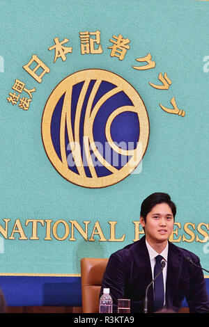 Tokio, Japan. 22 Nov, 2018. Shohei Ohtani auf einer Pressekonferenz in der Japan National Press Club. Tokio, 22.11.2018 | Verwendung der weltweiten Kredit: dpa/Alamy leben Nachrichten Stockfoto