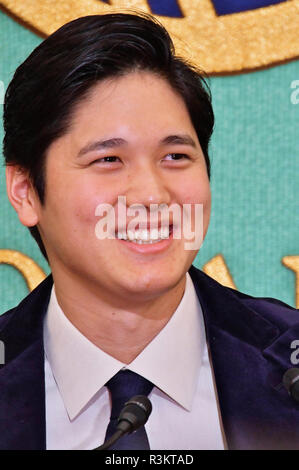 Tokio, Japan. 22 Nov, 2018. Shohei Ohtani auf einer Pressekonferenz in der Japan National Press Club. Tokio, 22.11.2018 | Verwendung der weltweiten Kredit: dpa/Alamy leben Nachrichten Stockfoto