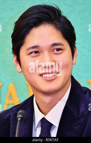 Tokio, Japan. 22 Nov, 2018. Shohei Ohtani auf einer Pressekonferenz in der Japan National Press Club. Tokio, 22.11.2018 | Verwendung der weltweiten Kredit: dpa/Alamy leben Nachrichten Stockfoto