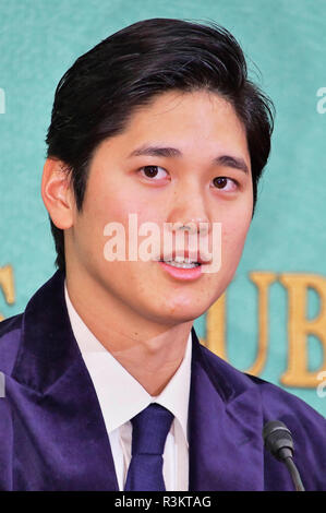 Tokio, Japan. 22 Nov, 2018. Shohei Ohtani auf einer Pressekonferenz in der Japan National Press Club. Tokio, 22.11.2018 | Verwendung der weltweiten Kredit: dpa/Alamy leben Nachrichten Stockfoto