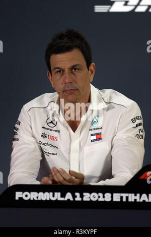 Abu Dhabi, VAE. 23. Nov 2018. Sport Formel 1 Grand Prix von Abu Dhabi 2018 Im Bild: Toto Wolff (GER) Mercedes AMG W 1 Gesellschafter und Geschäftsführer der Credit: LaPresse/Alamy leben Nachrichten Stockfoto