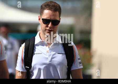 Abu Dhabi, VAE. 23. November 2018, Yas Marina, Abu Dhabi, Vereinigte Arabische Emirate, Etihad Airways Formel 1-Grand Prix von Abu Dhabi, Freitag Freies Training; McLaren, Stoffel Vandoorne Credit: Aktion Plus Sport Bilder/Alamy leben Nachrichten Stockfoto