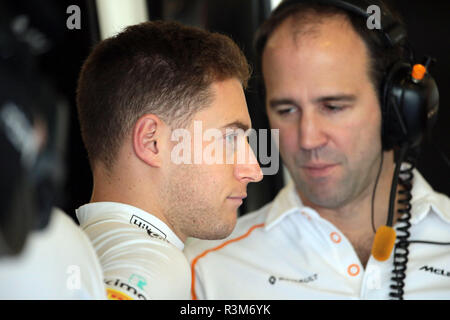 Abu Dhabi, VAE. 24. November 2018. 24/11/2018 Abu Dhabi, VAE Sport Formel 1 Grand Prix von Abu Dhabi 2018 Im Pic: Stoffel Vandoorne (BEL) McLaren MCL 33 Credit: LaPresse/Alamy leben Nachrichten Stockfoto