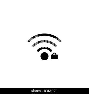 Wlan Symbol, schwarz auf weißem Hintergrund, Vektor Stock Vektor