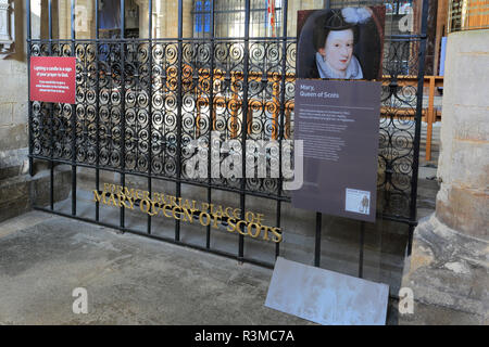 Mary Queen of Scots Grab, Innere Stadt Kathedrale von Peterborough, Cambridgeshire, England; Großbritannien; UK Stockfoto