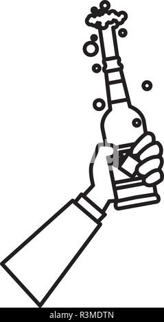 Hand eine Bierflasche auf weißem Hintergrund, Vector Illustration Stock Vektor