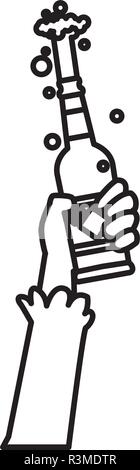 Hand eine Bierflasche auf weißem Hintergrund, Vector Illustration Stock Vektor