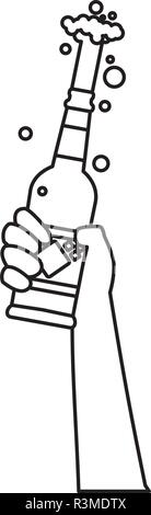 Hand eine Bierflasche auf weißem Hintergrund, Vector Illustration Stock Vektor