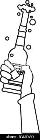 Hand eine Bierflasche auf weißem Hintergrund, Vector Illustration Stock Vektor
