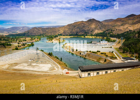 Lake Aviemore spillway, Canterbury, Südinsel, Neuseeland Stockfoto