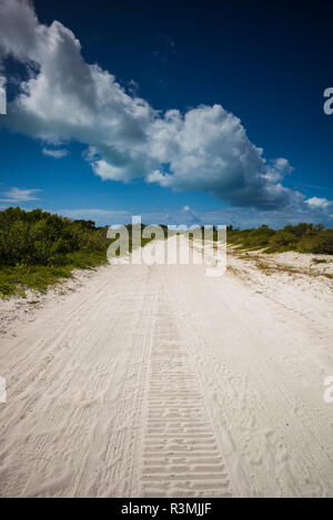 Britische Jungferninseln, Anegada. Knochen Bight, unbefestigte Straße Stockfoto