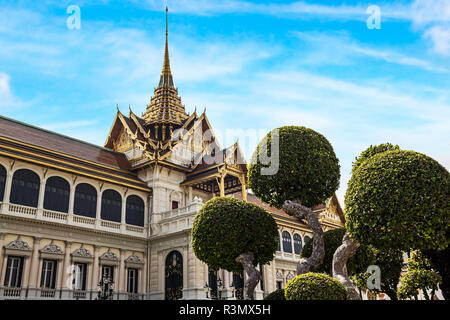 Bangkok, Thailand. Die königliche Empfangshalle, Chakri Mahaprasat Hall, Wat Phra Kaew, Grand Palace, Tempel des Smaragd-Buddha Stockfoto