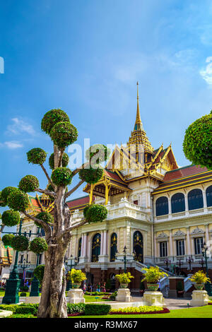 Bangkok, Thailand. Chakri Mahaprasat Hall, Wat Phra Kaew, Grand Palace, Tempel des Smaragd-Buddha Stockfoto