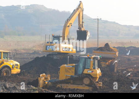 Bau Maschinen bei der Arbeit auf dem Bau von Iport in Rossington, Doncaster. Stockfoto