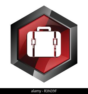 Gepäck, Gepäck, Koffer, Reisen, Tasche, case Button rot Hexagon modernes Design vektor Icon in eps 10 auf weißem Hintergrund Stock Vektor