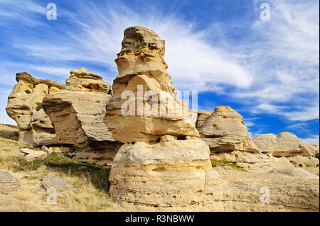 Kanada, Alberta, Writing-On-Stein Provincial Park. Felsformationen in den Badlands. Stockfoto