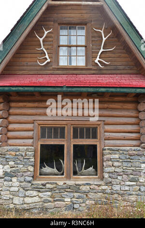 Simpson's Num-Ti-Jah Lodge, Bow Lake, Lake Louise, Icefields Parkway, Jasper, Banff, Alberta, Kanada Stockfoto