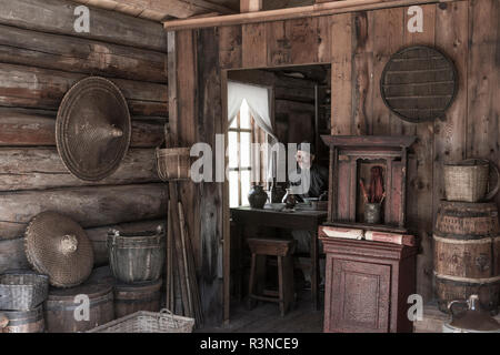 Kanada, British Columbia, Barkerville. Innenkabine Ansicht in Chinatown. Stockfoto