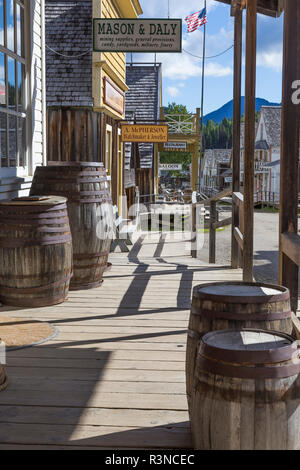 Kanada, British Columbia, Barkerville. Promenade in der historischen Stadt. Stockfoto