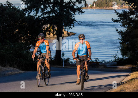 Rennradfahren auf Galliano Island, British Columbia, Kanada (MR) Stockfoto