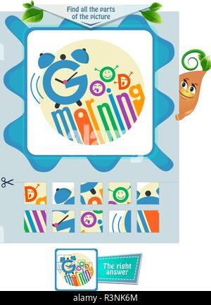 Lernspiel für Kinder und Erwachsene Entwicklung von Aufmerksamkeit. Aufgabe Spiel für Kinder Hier finden Sie alle Teile des Bildes Stock Vektor