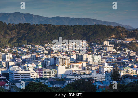 Neuseeland, Nordinsel, Wellington. Die Skyline der Stadt vom Wellington Botanischen Gärten Stockfoto