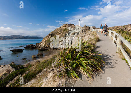 Neuseeland, Nordinsel, castlepoint. Castlepoint Leuchtturm Stockfoto