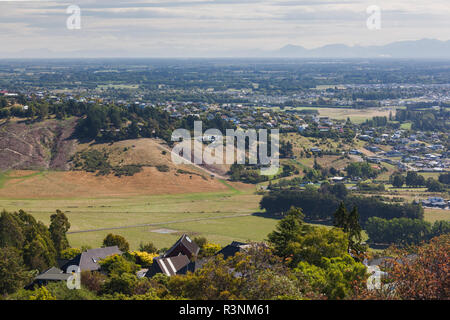 Neuseeland, Südinsel, Christchurch, erhöhten die Skyline der Stadt von Summit Road Stockfoto