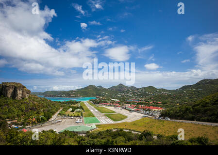 Französische Antillen, St-Barthelemy. Gustavia, St-Barthelemy Flughafen (SBH) Stockfoto