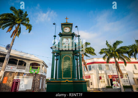 St. Kitts und Nevis, St. Kitts. Basseterre, der Zirkus Clock Tower Stockfoto