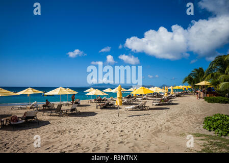St. Kitts und Nevis, Nevis. Die Pinney's Beach Stockfoto