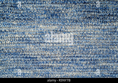 Blau Melange Garn Pullover Textur. Gestrickte Pullover leere Hintergrund Stockfoto