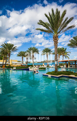 Sint Maarten. Dawn Beach, The Westin Dawn Beach Resort Pool Stockfoto