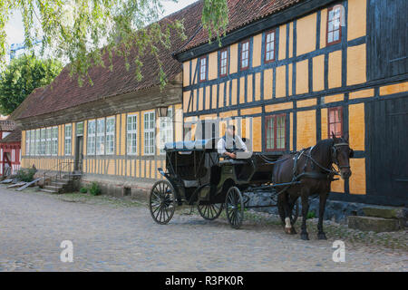 Pferd und Buggy ist Teil der Arhus Folk Museum in Dänemark. Stockfoto