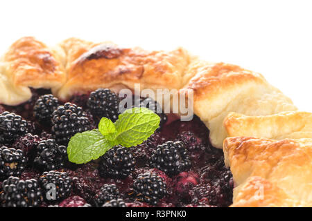 Hausgemachte Kuchen closeup auf Brombeeren. Stockfoto