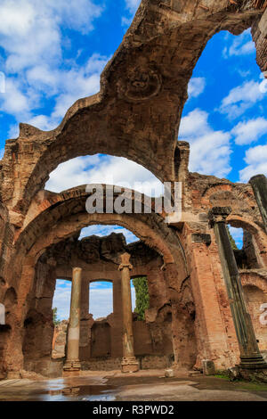 Italien, Latium, Tivoli. Die Hadriansvilla, UNESCO-Weltkulturerbe. Die Grand Thermae (Grandi Terme) Ruinen. Stockfoto