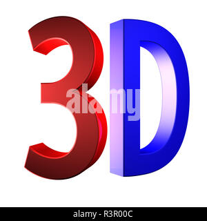 Klares 3D-Logo auf weißem Hintergrund Stockfoto