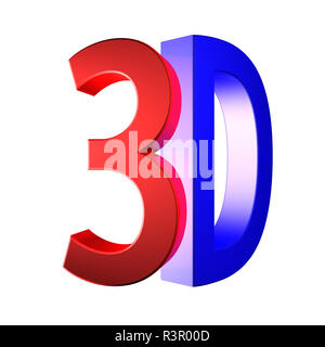 Klares 3D-Logo auf weißem Hintergrund Stockfoto