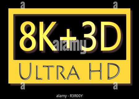 Ultra HD Symbol auf schwarzem Hintergrund Stockfoto