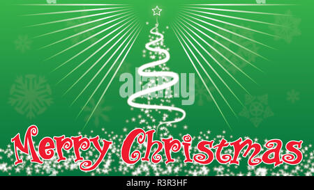 Frohe Weihnachten Weihnachtsbäume schmücken doutside Grüner Hintergrund Stockfoto