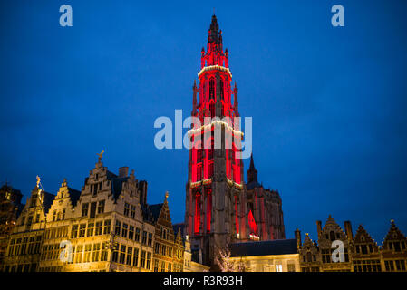 Belgien, Antwerpen. Groenplaats, Onze-Lieve-Vrouwekathedraal Kathedrale Stockfoto