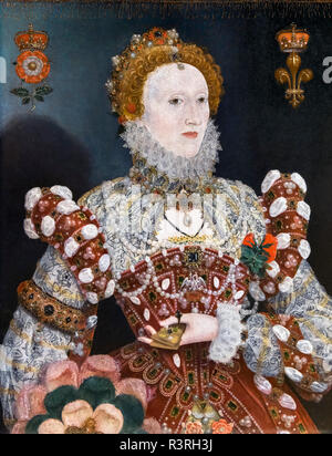 Elizabeth I. Portrait von Königin Elizabeth I von Nicholas Hilliard c 1573. Stockfoto