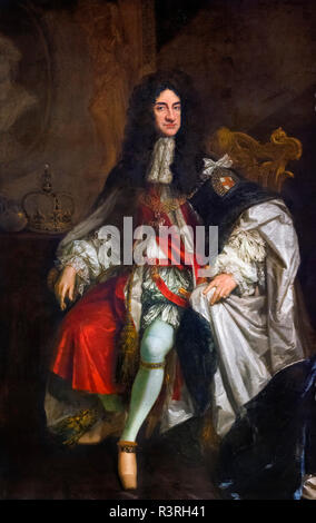 Charles II. König Charles II. in die Gewänder der Reihenfolge der Strumpfband, Porträt von Godfrey Kneller, Öl auf Leinwand, 1685 Stockfoto