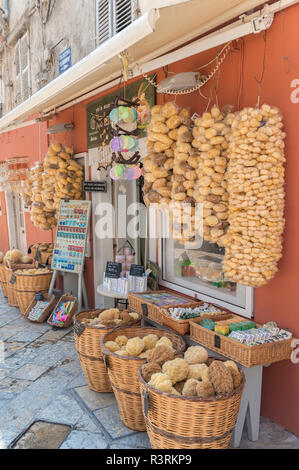 Schwamm store, Altstadt, Korfu, Griechenland Stockfoto