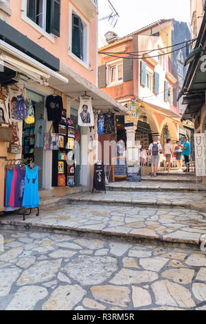 Einkaufszentrum, Altstadt, Korfu, Griechenland Stockfoto