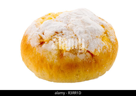 Traditionelle portugiesische Kokos Gebäck namens Pao de Deus auf weißem Hintergrund. Stockfoto