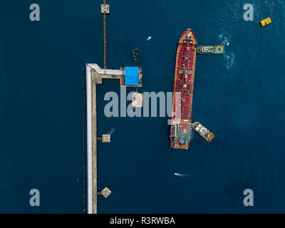 Indonesien, Bali, Luftaufnahme von tanker Schiff Stockfoto