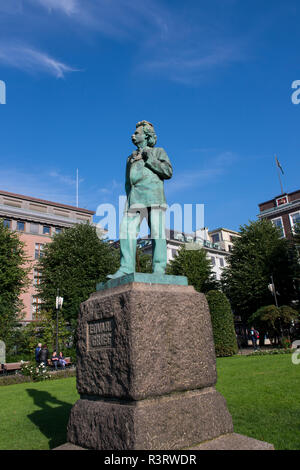 Norwegen, Bergen, UNESCO-Weltkulturerbe Stadt. Statue von Edvard Grieg, weltberühmten norwegischen Komponisten. Stockfoto