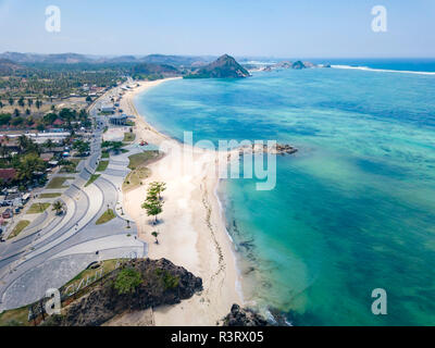 Indonesien, Lombok, Kuta, Luftaufnahme von Strand Stockfoto